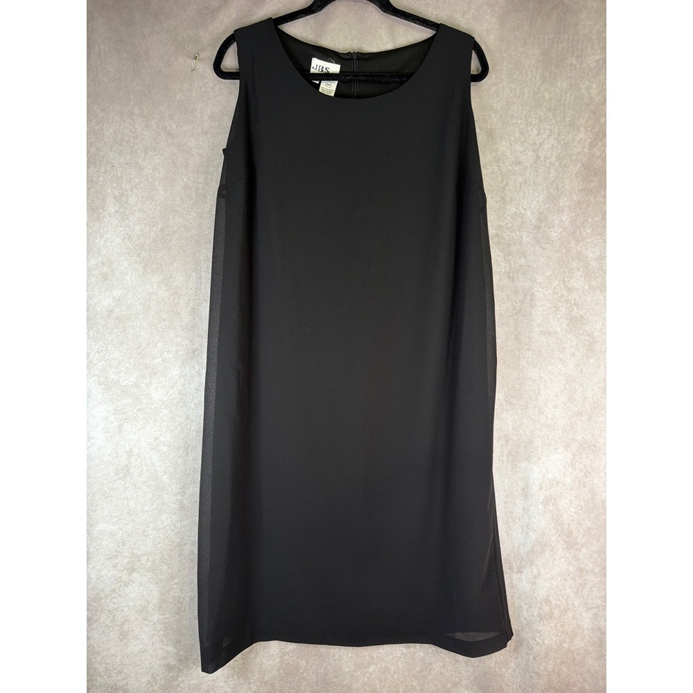 VTG JBS Ltd Plus Shift Dress Womens 16W Black Sleeveless Chiffon Midi‎ LBD